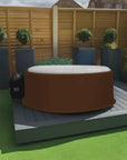 Circular Brown Hot Tub With White Top Using Insulated Hot Tub Jacket For Canadian Spa