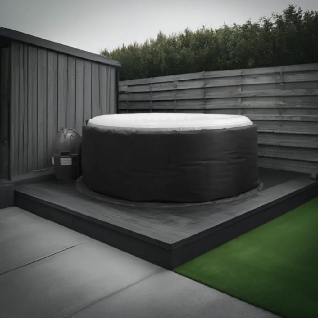 Insulated Hot Tub Jacket For Cleverspa On Raised Platform Enhances Comfort In Your Round Hot Tub