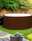 Brown Round Insulated Hot Tub Cover On Patio, Mspa Thermal Wrap For Energy Efficiency