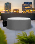 Inflatable White Hot Tub On Rooftop Terrace With Insulated Hot Tub Jacket For Mspa