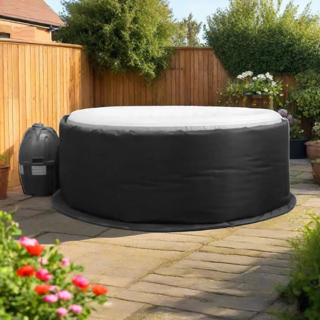 Large Black Thermal Wrap Patio Cover Protecting Hot Tub In Mspa Insulated Hot Tub Jacket