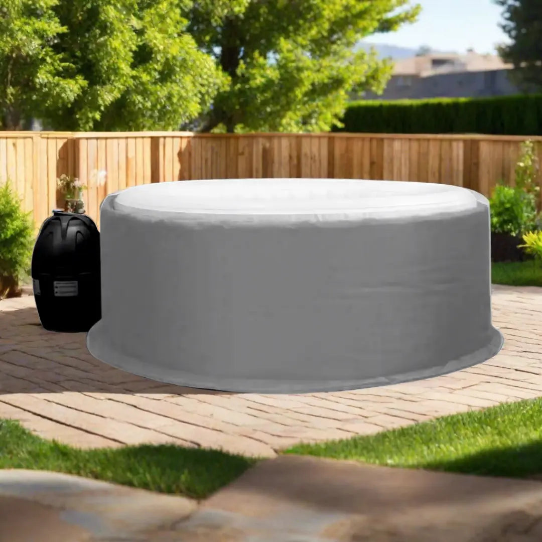 Insulated Hot Tub Jacket For Mspa: Large White Cover On Patio Offers Thermal Wrap Protection