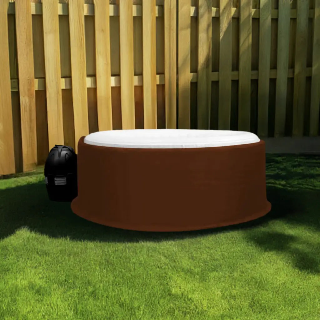 Brown And White Dog Bed In The Grass; Perfect Accessory For Your Wave Spa Hot Tub Relaxation