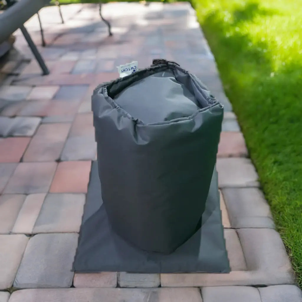 Insulated Pump Cover For Lay-z Spa Hydrojet Hot Tubs On a Brick Patio