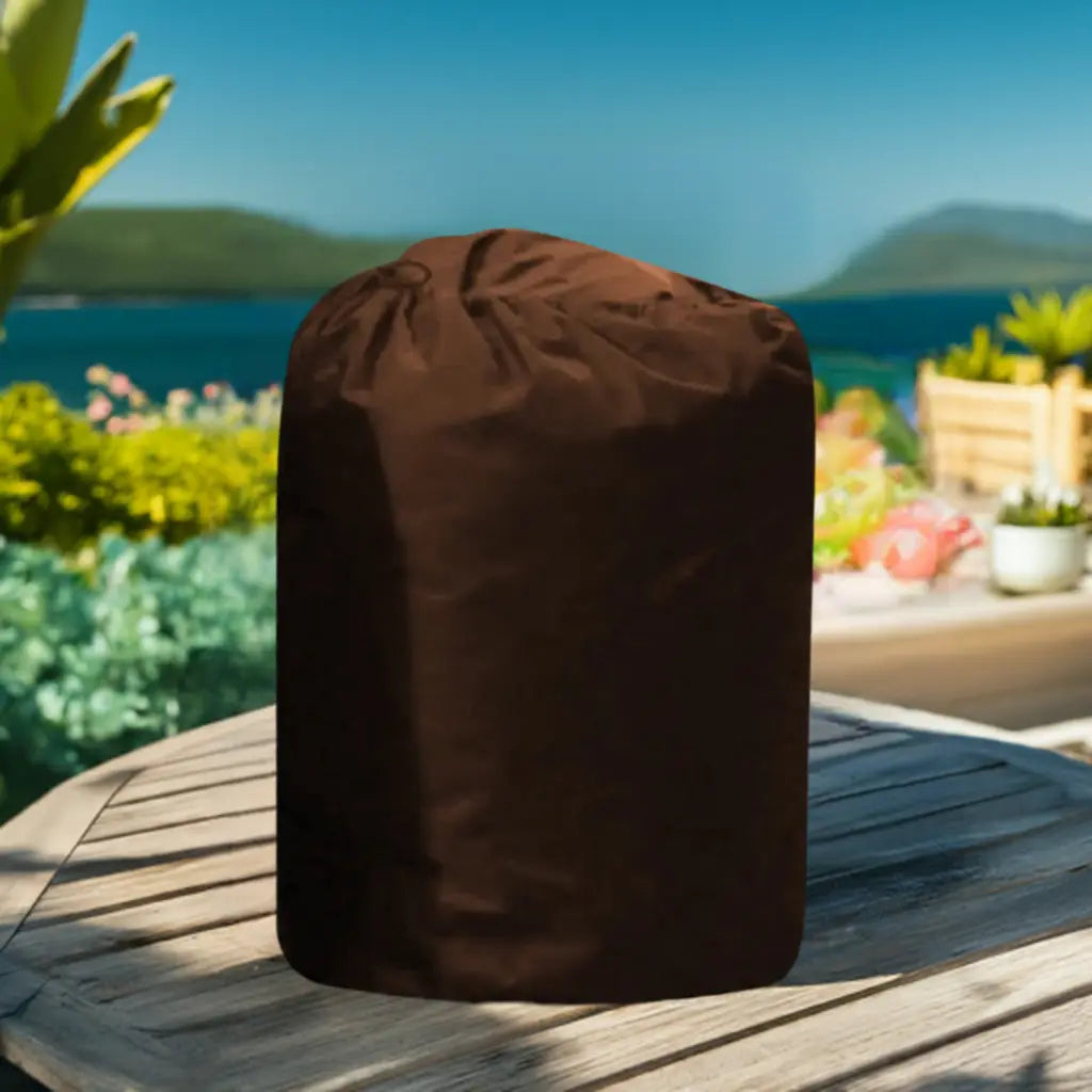 Brown Insulated Pump Cover For Lay-z Spa On Wooden Table - Perfect Hot Tub Accessory