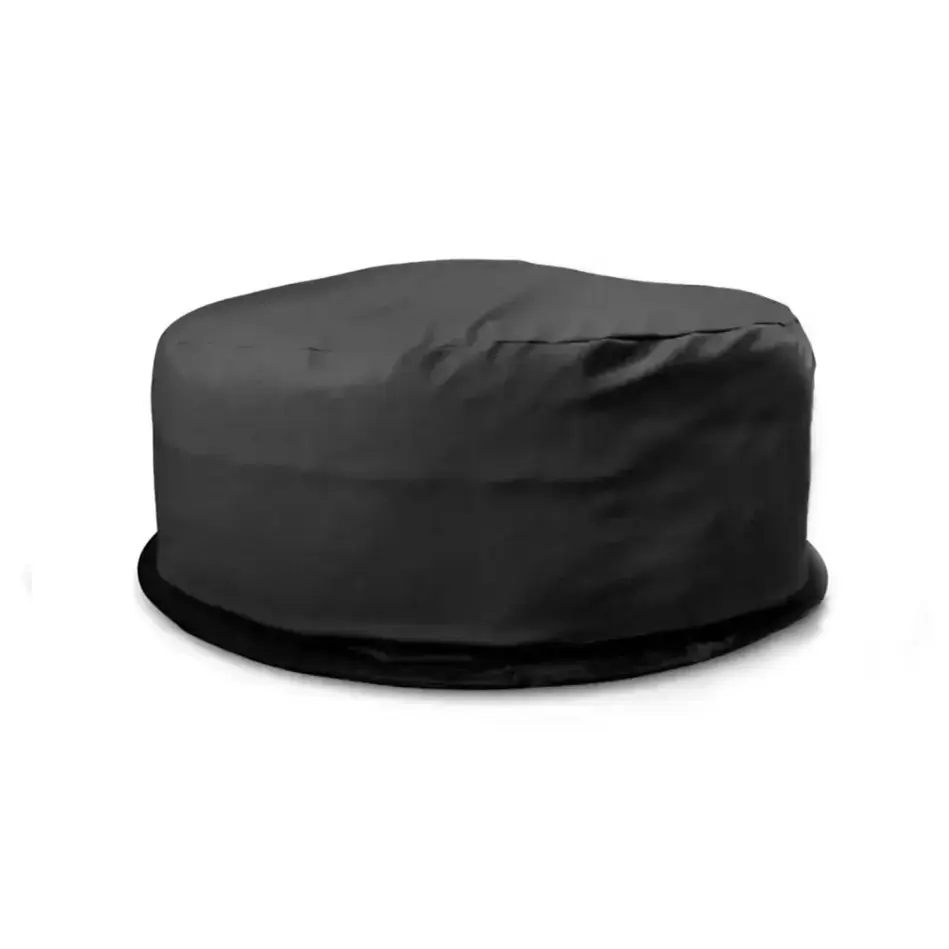 Black waterproof Lay-Z Spa hot tub fire pit cover with elastic edge