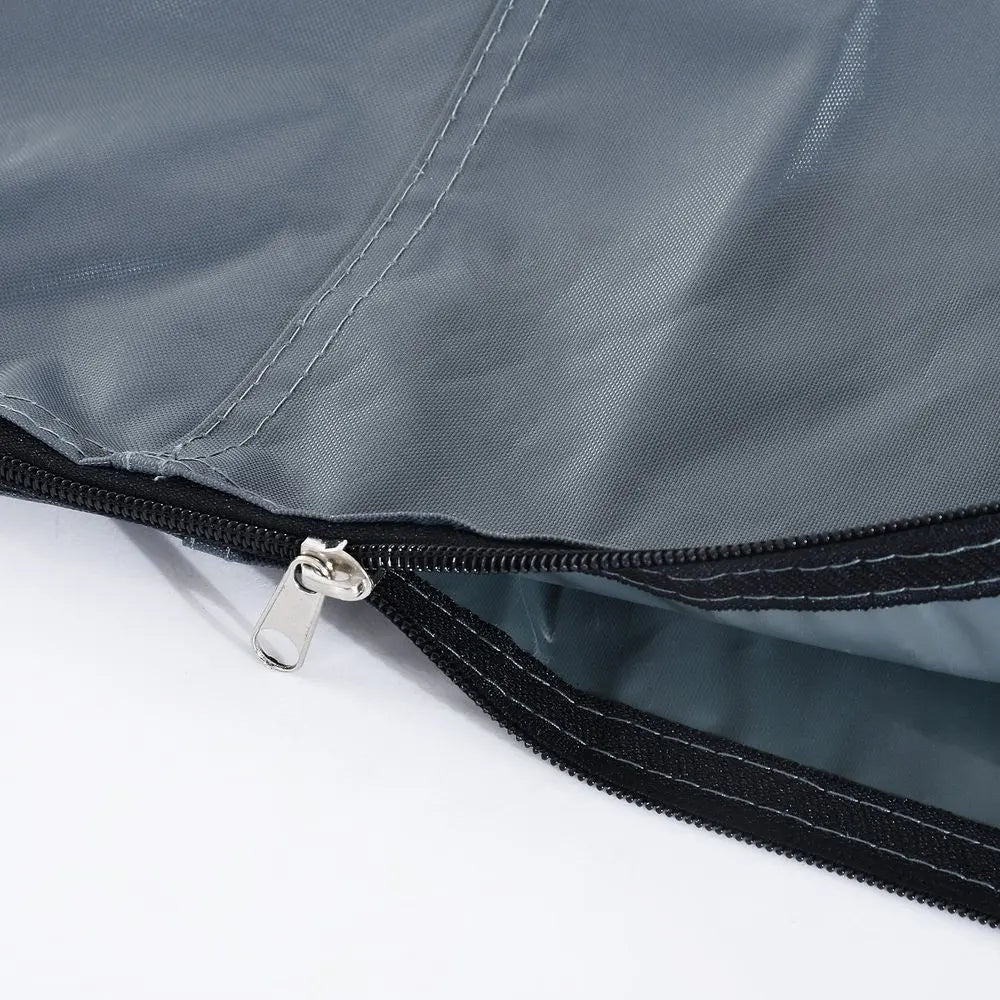 Close-up Of a Zippered Pocket On a Grey Waterproof Cover For Garden Offset Umbrella Parasol