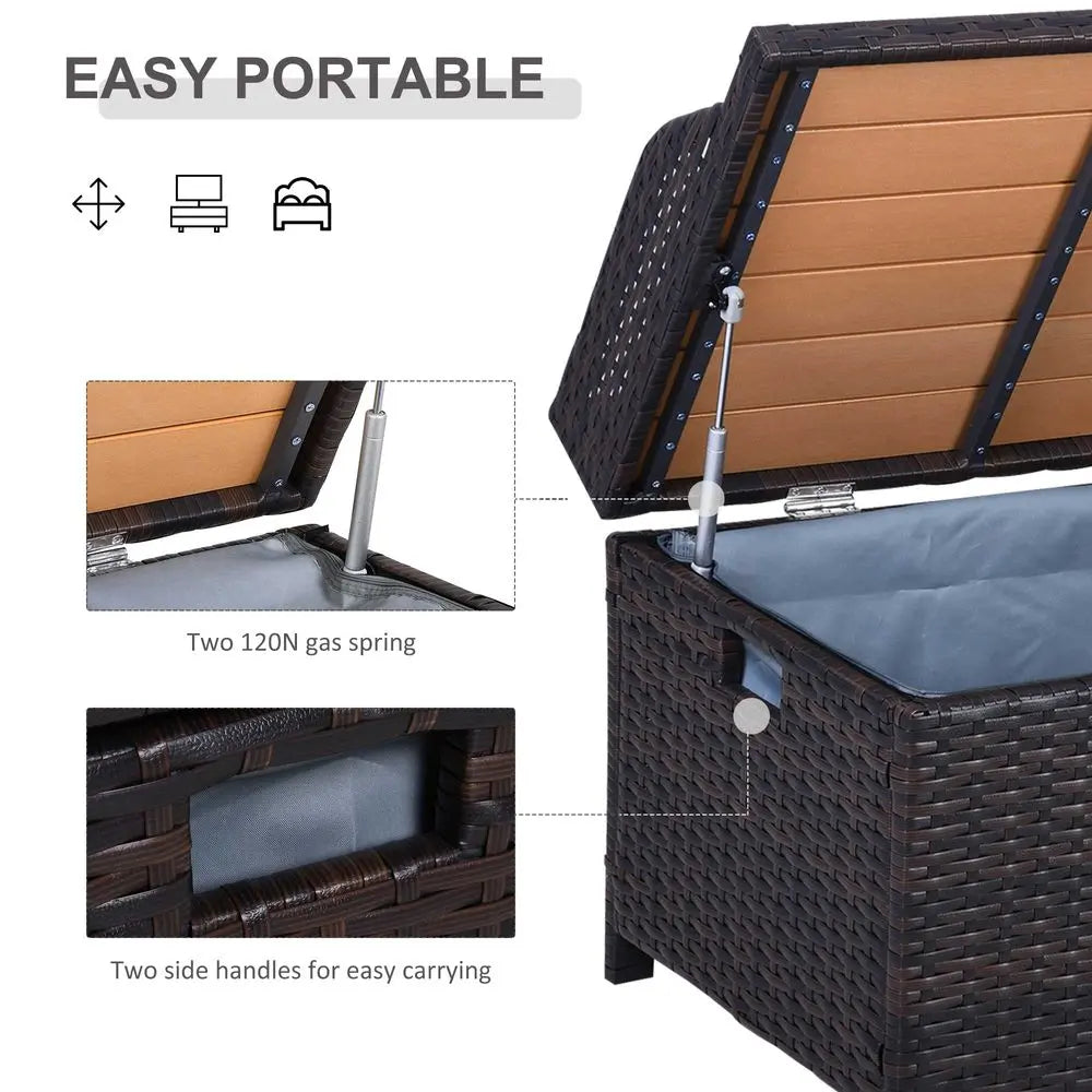 Rattan Hot Tub Storage Bench With Ample Storage - Stylish Outdoor Wicker Storage Box