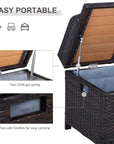 Rattan Hot Tub Storage Bench With Ample Storage - Stylish Outdoor Wicker Storage Box