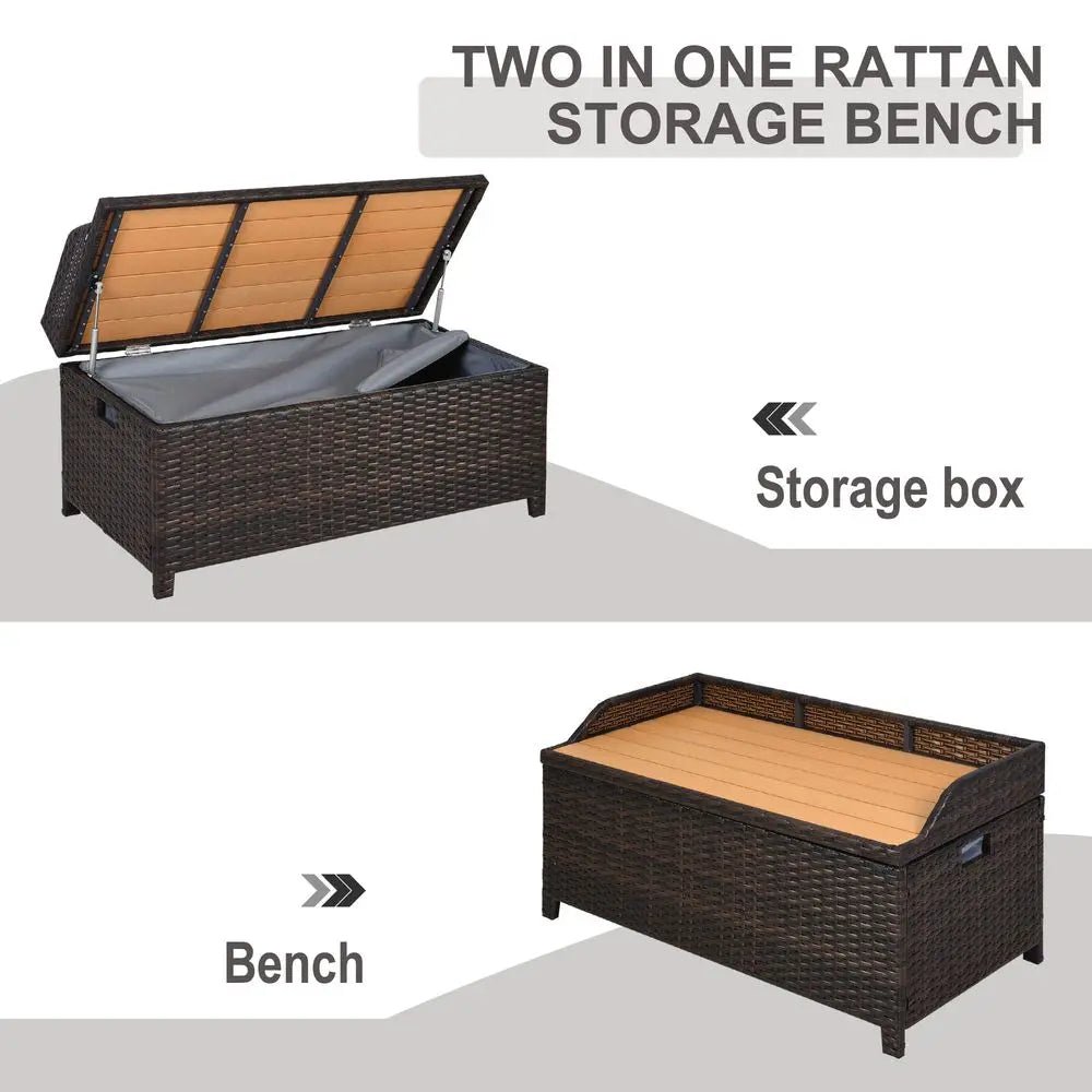 Rattan Hot Tub Storage Bench In Two Styles, Offering Ample Storage For Outdoor Essentials