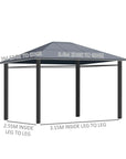 Diagram Showing The Width Measurements For Sturdy Hardtop Hot Tub Enclosure With Curtains