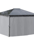 Sturdy Hardtop Hot Tub Enclosure With Black Canopy, Gray Cover, And Polycarbonate Curtains