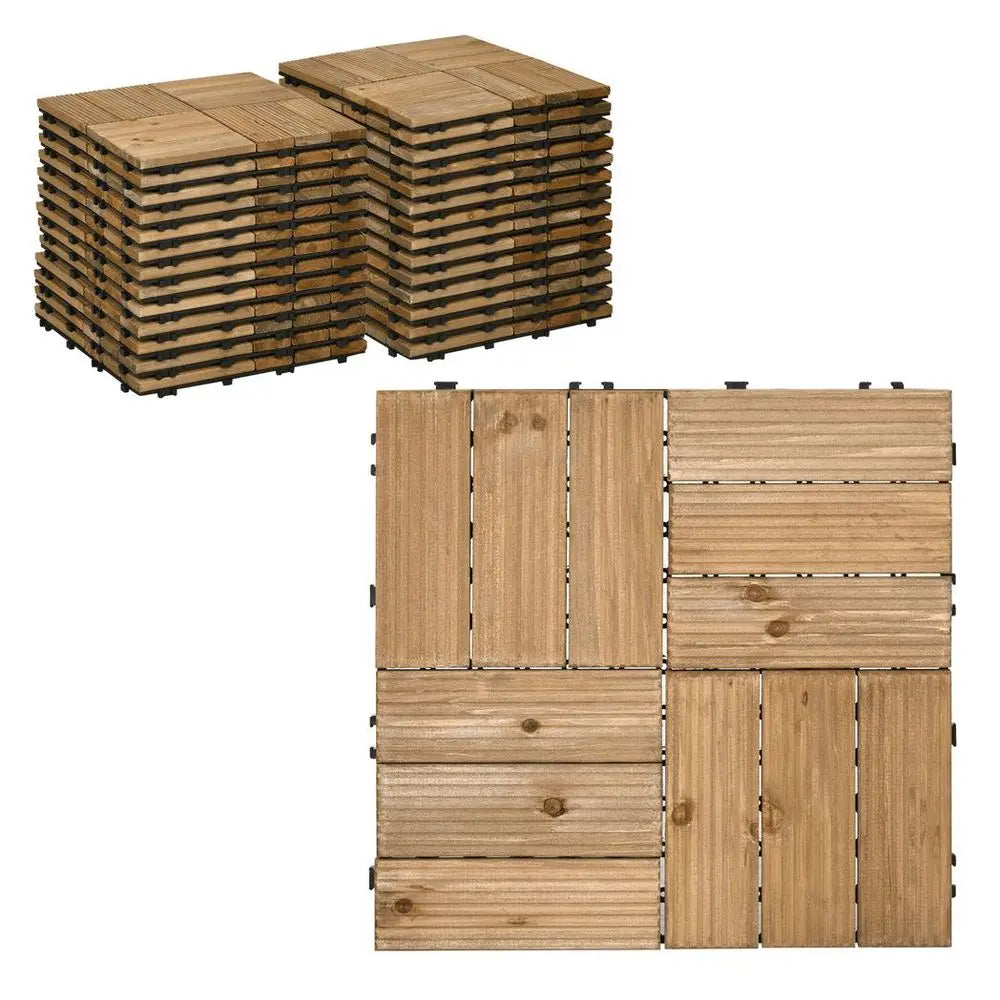 Durable Interlocking Decking Tiles With Strong Wooden Crates And Secure Lidded Design