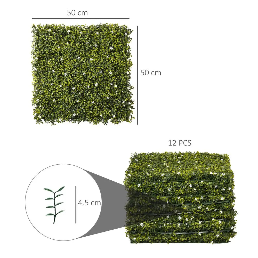 Close Up Of 5cm Boxwood Hedge On Milan Grass Artificial Wall Panels - 12 Piece Set