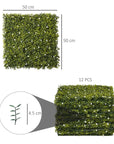 Close Up Of 5cm Boxwood Hedge On Milan Grass Artificial Wall Panels - 12 Piece Set