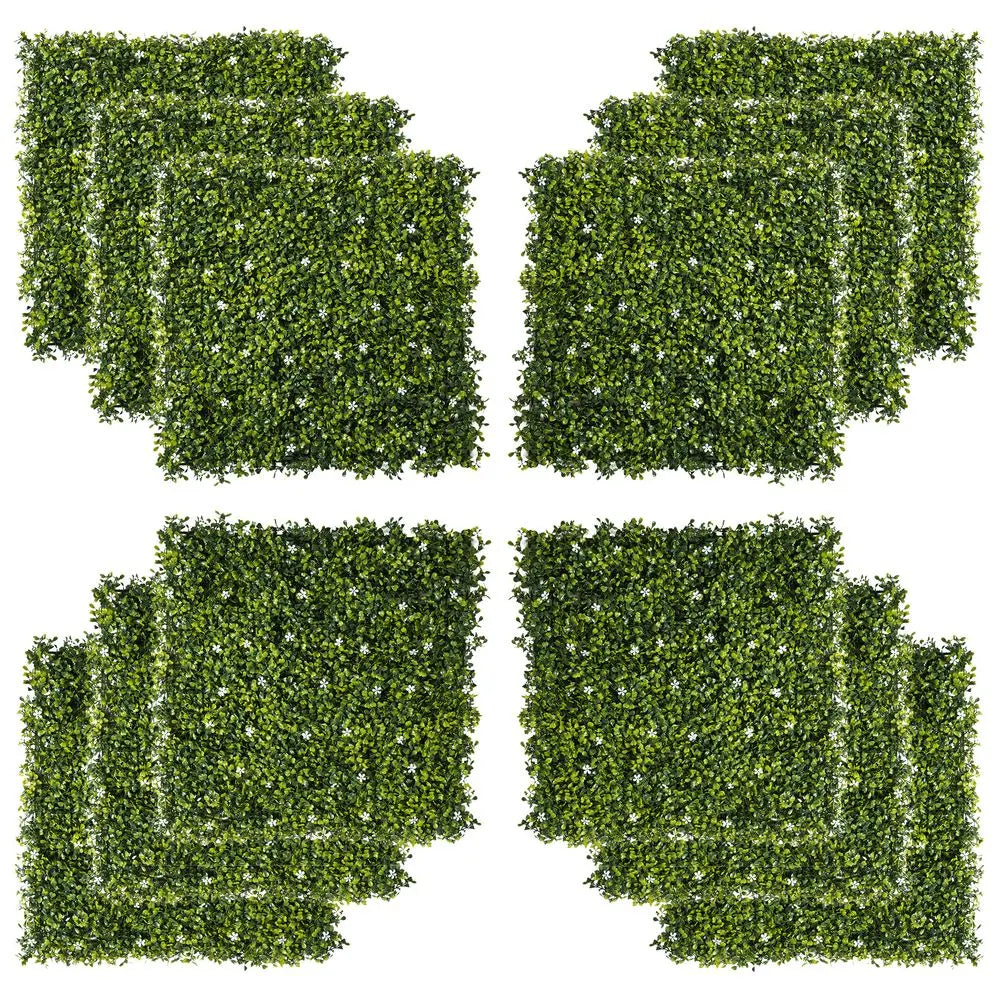 Realistic Milan Grass Artificial Boxwood Wall Panels With Four Lush, Green Square Hedges