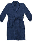 Unisex Luxury Soft Plush Fleece Navy Blue Bathrobe For Ultimate Comfort