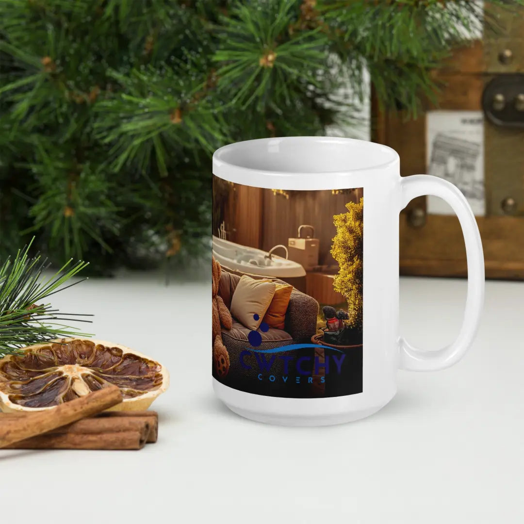 Cap’n Cwtch’s Cozy Comfort Mug With Cozy Interior Scene Printed On White Ceramic Mug