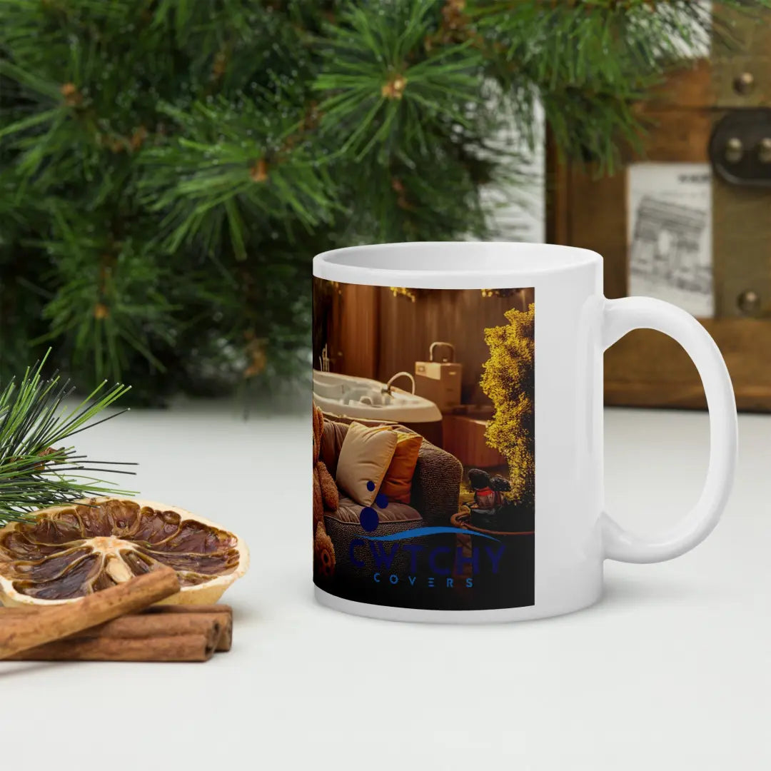 Cozy Comfort Mug - White Ceramic Mug With a Cozy Interior Scene Print