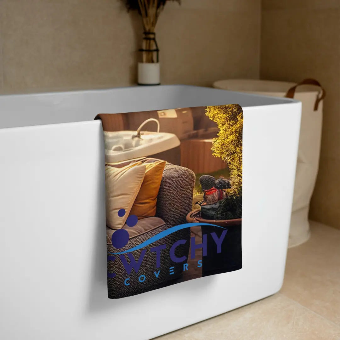 Cwtchy Covers Cap’n Cwtch Hot Tub Towel Catalog With Swichy Covers Logo On White Surface